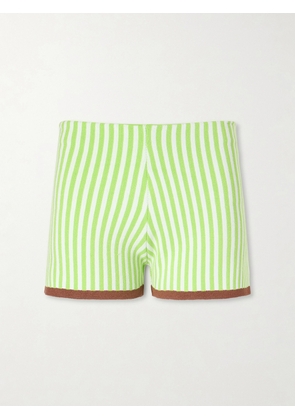 Haight - Bella Striped Cotton-blend Shorts - Green - x small,small,medium,large,x large