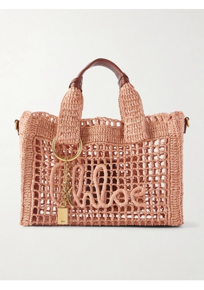Chloé - Summer Banana Leather-trimmed Raffia Tote Bag - Pink - One size