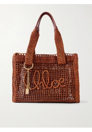 Chloé - Summer Banana Leather-trimmed Raffia Tote - Brown - One size