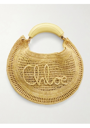 Chloé - Summer Banana Leather-trimmed Embroidered Raffia Tote - Yellow - One size