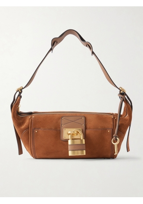 Chloé - Paddington Embellished Leather-trimmed Suede Shoulder Bag - Brown - One size