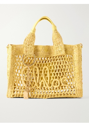 Chloé - Summer Banana Leather-trimmed Raffia Tote Bag - Yellow - One size