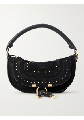 Chloé - Marcie Mini Studded Suede Tote - Black - One size