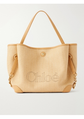 Chloé - Clover Leather-trimmed Raffia-effect Tote - Neutrals - One size