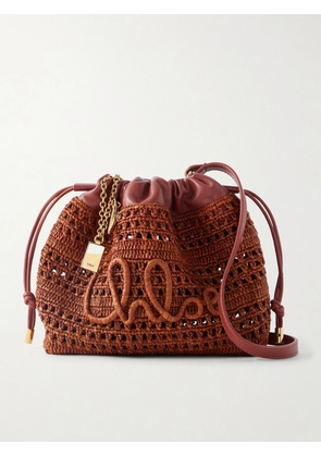 Chloé - Summer Banana Leather-trimmed Raffia Shoulder Bag - Brown - One size