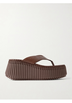 Chloé - Nama Leather Platform Thong Sandals - Brown - IT35,IT36,IT37,IT38,IT39,IT40,IT41