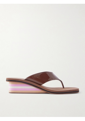 Chloé - Swimming Cool Patent-leather Sandals - Brown - IT35,IT36,IT37,IT38,IT39,IT40,IT41