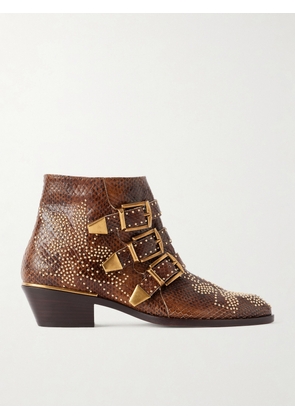 Chloé - Susan Studded Leather Ankle Boots - Brown - IT36,IT37,IT37.5,IT38,IT38.5,IT39,IT39.5,IT40,IT41