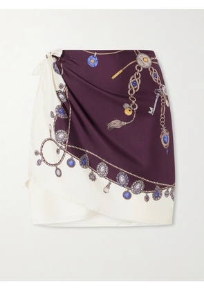 Versace - Printed Silk-twill Mini Wrap Skirt - Brown - IT36,IT38,IT40,IT42,IT44,IT46,IT48
