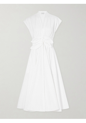 Alaïa - Knot-detailed Belted Cotton-poplin Midi Dress - White - FR 34,FR 36,FR 38,FR 40,FR 42,FR 44