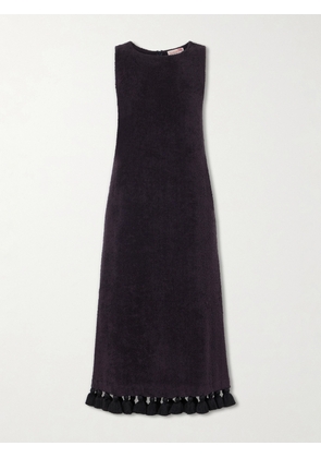 Cap d’Antibes - Aurelia Tasseled Cotton-terry Midi Dress - Black - x small,small,medium,large,x large