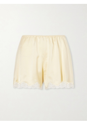 Chloé - Lace-trimmed Silk-satin Shorts - Yellow - FR 34,FR 36,FR 38,FR 40