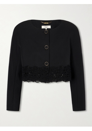 Chloé - Lace-embroidered Wool Evening Jacket - Black - FR 34,FR 36,FR 38,FR 40,FR 42,FR 44,FR 46