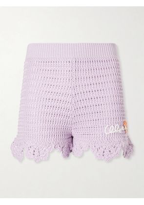 Chloé - Appliquéd Crocheted Cotton Shorts - Purple - x small,small,medium,large,x large