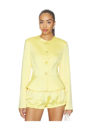 Milkwhite Satin Button Up Blazer in Yellow. Size L. Also in S, M.