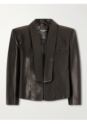 Balmain - Cropped Leather Biker Jacket - Black - FR 34,FR 36,FR 38,FR 40,FR 42
