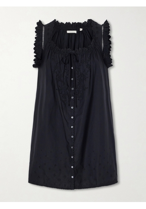 DÔEN - Nessie Broderie Anglaise Organic Cotton Mini Dress - Black - xx small,x small,small,medium,large,x large,xx large