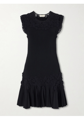 Ulla Johnson - Noemie Crochet-trimmed Ribbed Mini Dress - Black - x small,small,medium,large,x large