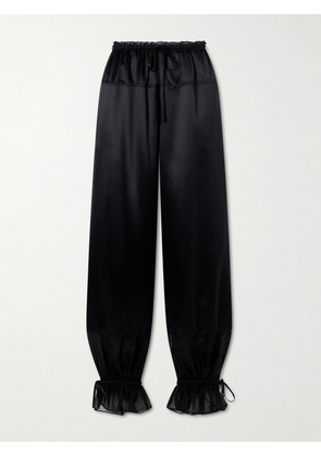 Ulla Johnson - Camile Cinched Ruffled Silk Pants - Black - US00,US0,US2,US4,US6,US8,US10,US12