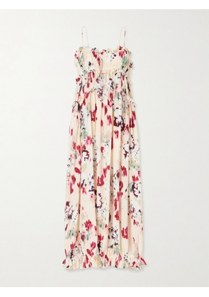Ulla Johnson - Clove Floral-print Ruched Silk Maxi Dress - Pink - US00,US0,US2,US4,US6,US8,US10,US12