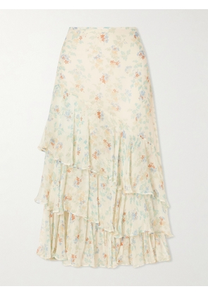 Ulla Johnson - Meadow Floral-print Crepon-silk Midi Skirt - Neutrals - US00,US0,US2,US4,US6,US8,US10