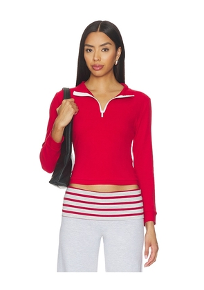 LIONESS Mile High Long Sleeve Top in Red. Size L. Also in S, XXS, XS, M.