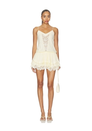 MORE TO COME Chrissiana Mini Dress in Cream. Size L. Also in XXS, XS, S, M, XL.