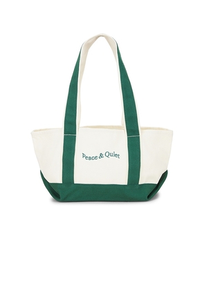 Museum of Peace and Quiet Mini Wordmark Small Boat Tote in Green.