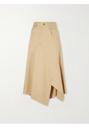 LOEWE - Asymmetrical Cotton-gabardine Midi Skirt - Neutrals - FR 32,FR 34,FR 36,FR 38,FR 40,FR 42,FR 44