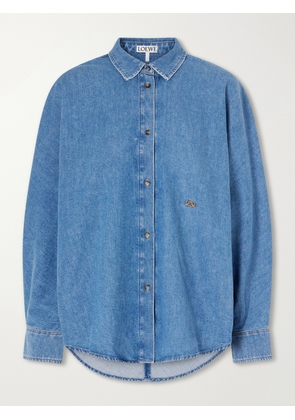 LOEWE - Anagram-embroidered Denim Shirt - Blue - FR 32,FR 34,FR 36,FR 38,FR 40,FR 42,FR 44