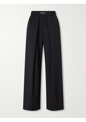 LOEWE - Pleated Wool Mid-rise Straight-leg Pants - Black - x small,small,medium,large