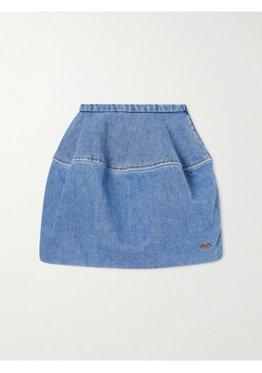 LOEWE - Paneled Denim Mini Skirt - Blue - FR 32,FR 34,FR 36,FR 38,FR 40,FR 42,FR 44
