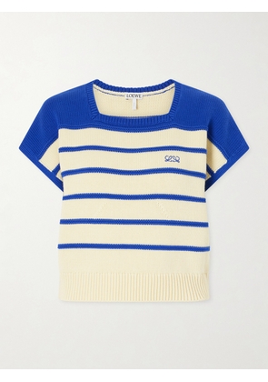 LOEWE - Anagram-embroidered Striped Cotton And Wool-blend Sweater - Yellow - x small,small,medium,large