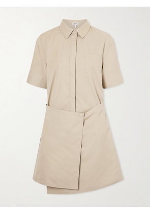 LOEWE - Asymmetric Cotton And Silk Gabardine-blend Mini Dress - Neutrals - FR 32,FR 34,FR 36,FR 38,FR 40,FR 42,FR 44