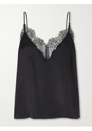 Anine Bing - Mael Lace-trimmed Silk-blend Satin Top - Black - x small,small,medium,large