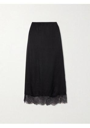 Anine Bing - Shelby Lace-trimmed Silk-blend Midi Skirt - Black - x small,small,medium,large