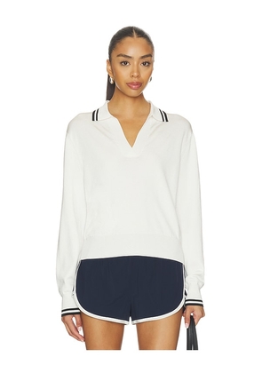 Splits59 Taylor Knit Polo Top in White. Size L. Also in S, XS, M, XL.