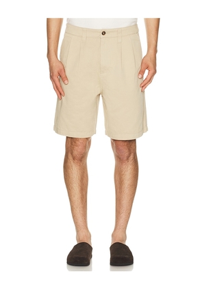 Rhythm Double Pleat Twill Short in Cream. Size 30. Also in 32, 34, 36.