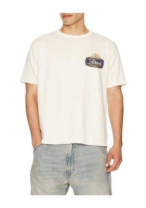 Rhude Safari Crest Tee in White. Size L. Also in S, M, XL/1X, XXL/2X.