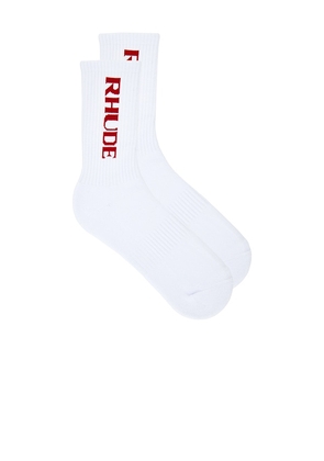 Rhude Filtaro Logo Sock in White.