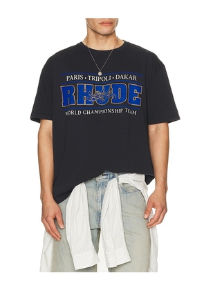 Rhude Chrono Tee in Black. Size L. Also in S, M, XL/1X, XXL/2X.