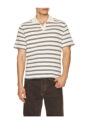 Percival Moore Open Collar Polo in Cream. Size L. Also in S, M, XL/1X.