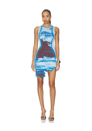 PH5 Hazel Mini Wavy Dress in Blue. Size L. Also in XS, S, M, XL.