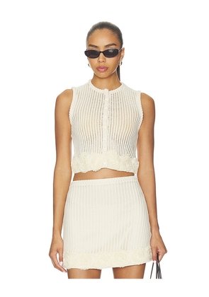 self-portrait Cream Crochet Flower Knit Top in Cream. Size L. Also in XS, S, M.