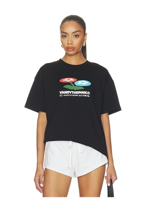 VANDYTHEPINK Two Flower Tee in Black. Size L. Also in XS, S, M, XL/1X.