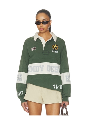 VANDYTHEPINK Washed Long Sleeve Rugby in Green. Size L. Also in XS, S, M, XL/1X.
