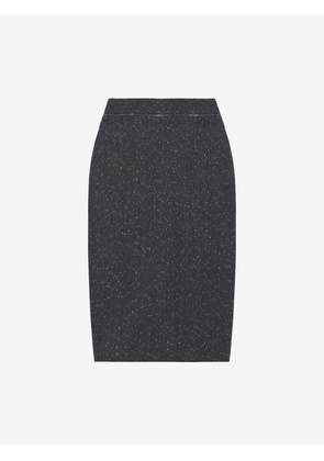 McQueen Flecked Pinstripe Slashed Zip Pencil Skirt - Grey - Women - 8