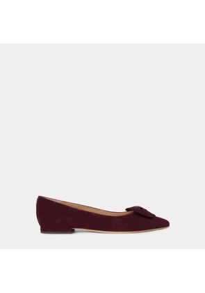 Londyn Bow-Trim Suede Ballet Flat