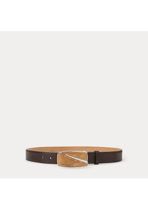 Abstract-Plaque-Buckle Calfskin Belt