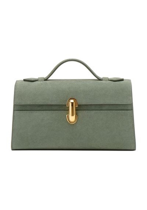 Symmetry suede clutch bag